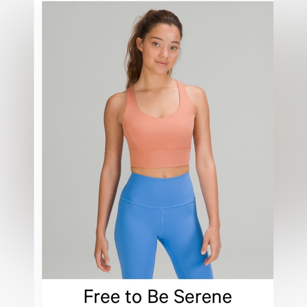 Lululemon free to be serene long line bra. Pink/mauve. Size 4. Like new.